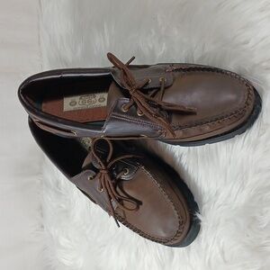Route 66 Sz 12, Brown Leather-like Lace up Loafers
